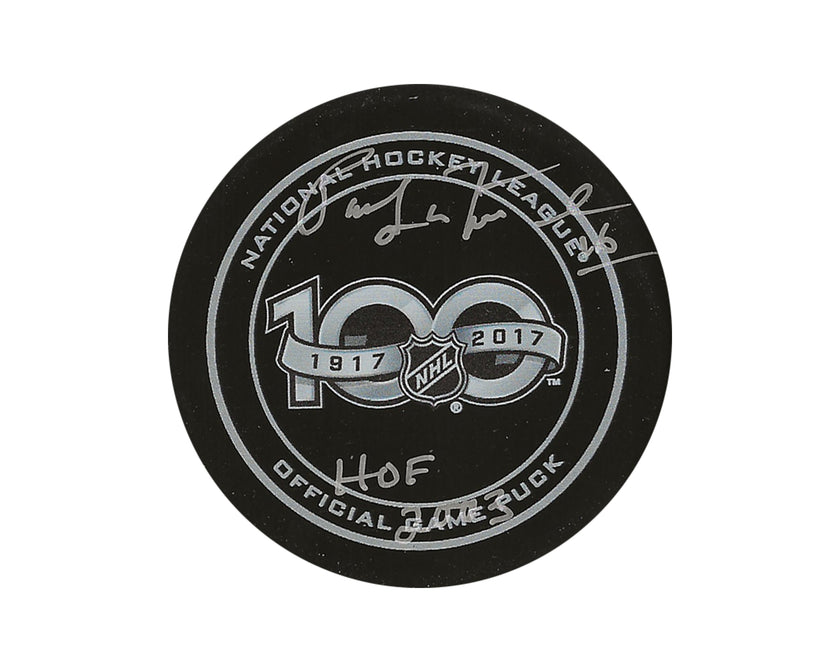 Pat Lafontaine Autographed NHL 100th Anniversary Official Game Puck Inscribed 
