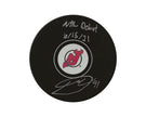 Dawson Mercer Autographed New Jersey Devils Autograph Model Puck Inscribed 