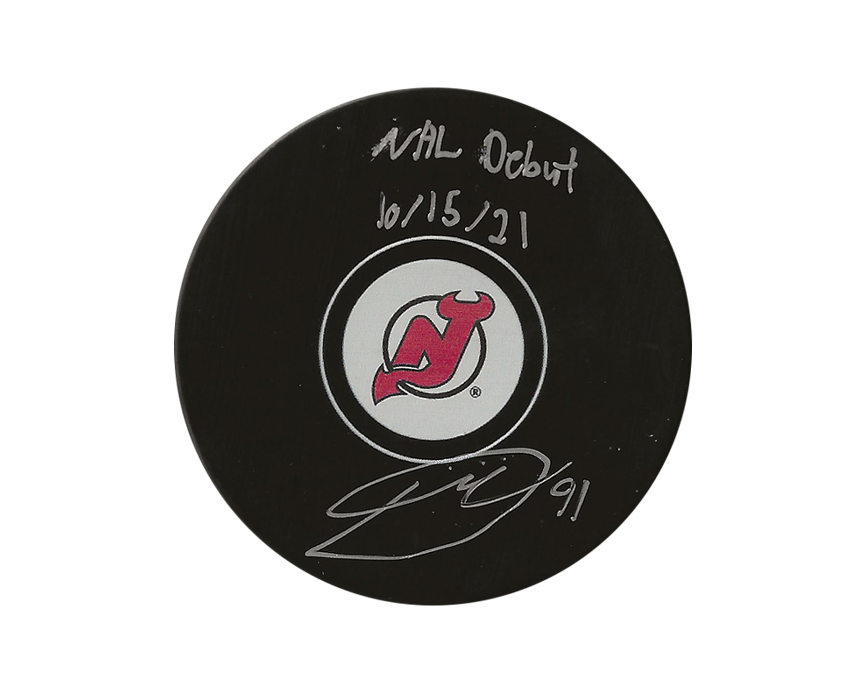 Dawson Mercer Autographed New Jersey Devils Autograph Model Puck Inscribed 