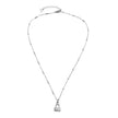Collier ABENI avec chaîne à perles tubulaires et pendentif cadenas pavé de zircons en argent.
