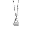 Collier ABENI avec chaîne à perles tubulaires et pendentif cadenas pavé de zircons en argent.