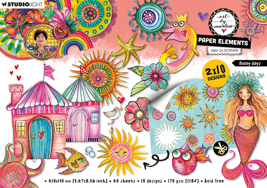 ABM Die-Cut Designer Paper Pad Sunny Days Art By Marlene 210x148x8mm 20 Sheets