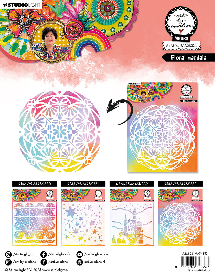 ABM Mask Floral Mandala Art by Marlene 1 Pieces