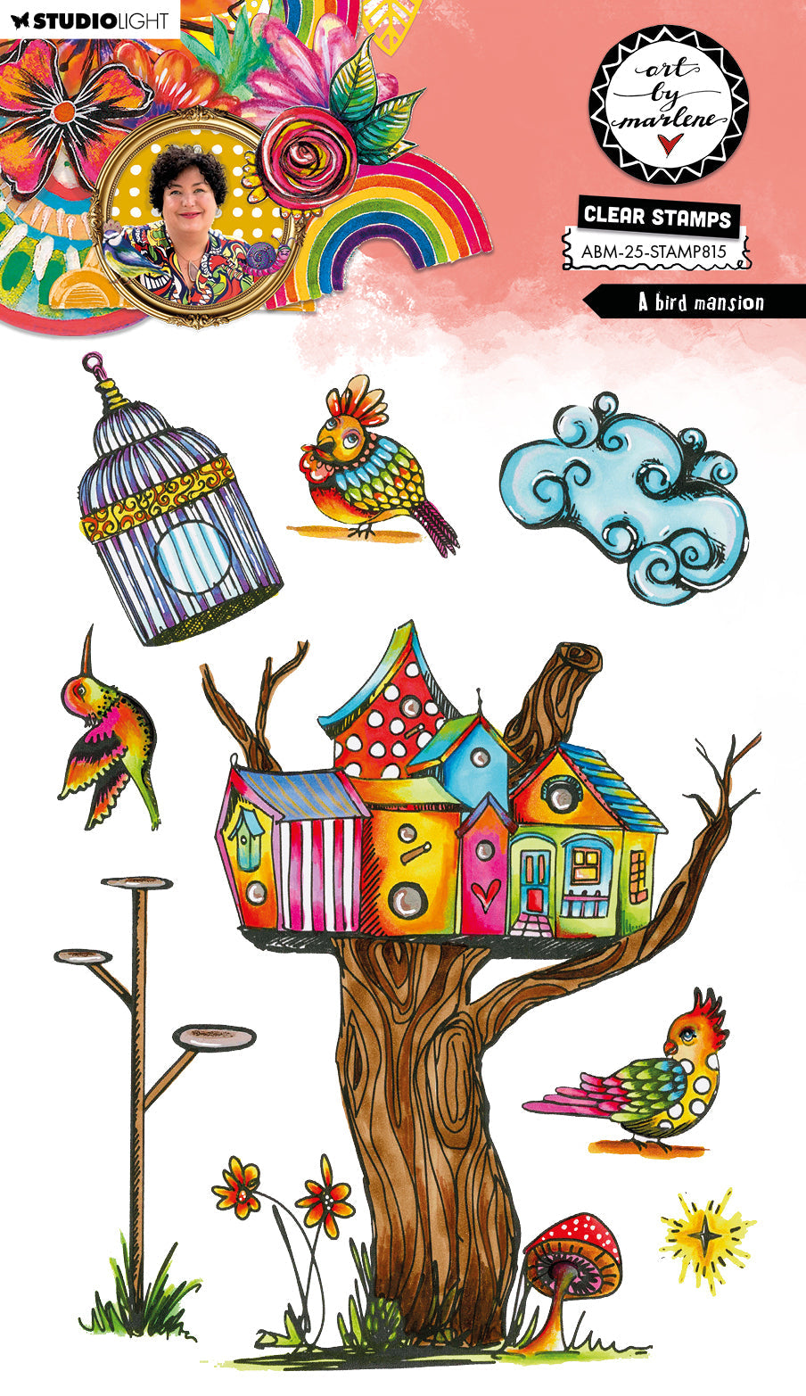 ABM Clear Stamp A Bird Mansion Art by Marlene 8 Pieces