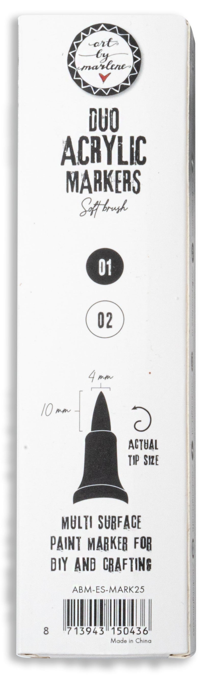 ABM Duo Acrylic Markers Black And White Essentials 3 PC