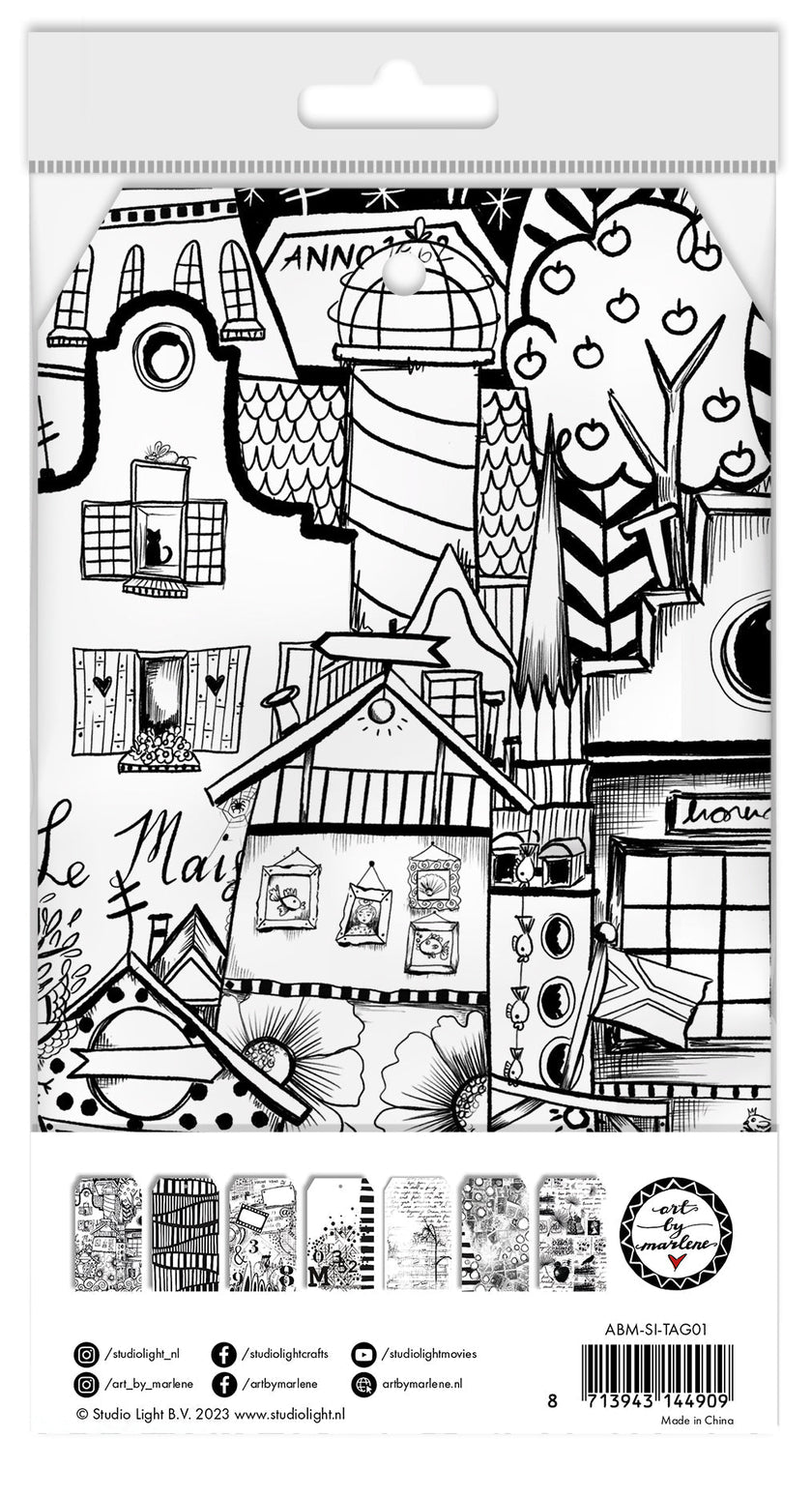 ABM Paper Tags Black And White Prints Signature Collection 100x170x8mm 21 PC nr.01
