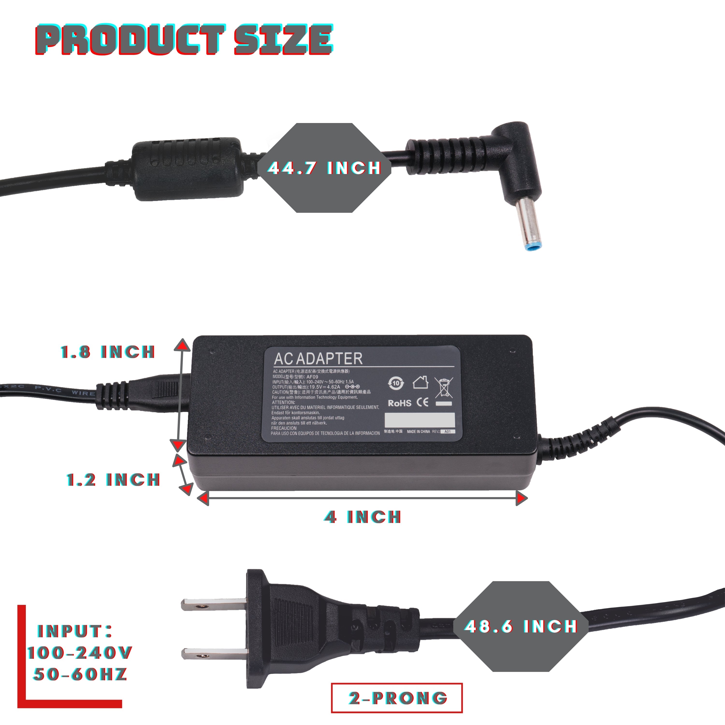 HP EliteBook 745 G4 Z2W06EA Compatible Laptop Adapter 19.5V 4.62A 90W (Fixed 35-Tip)