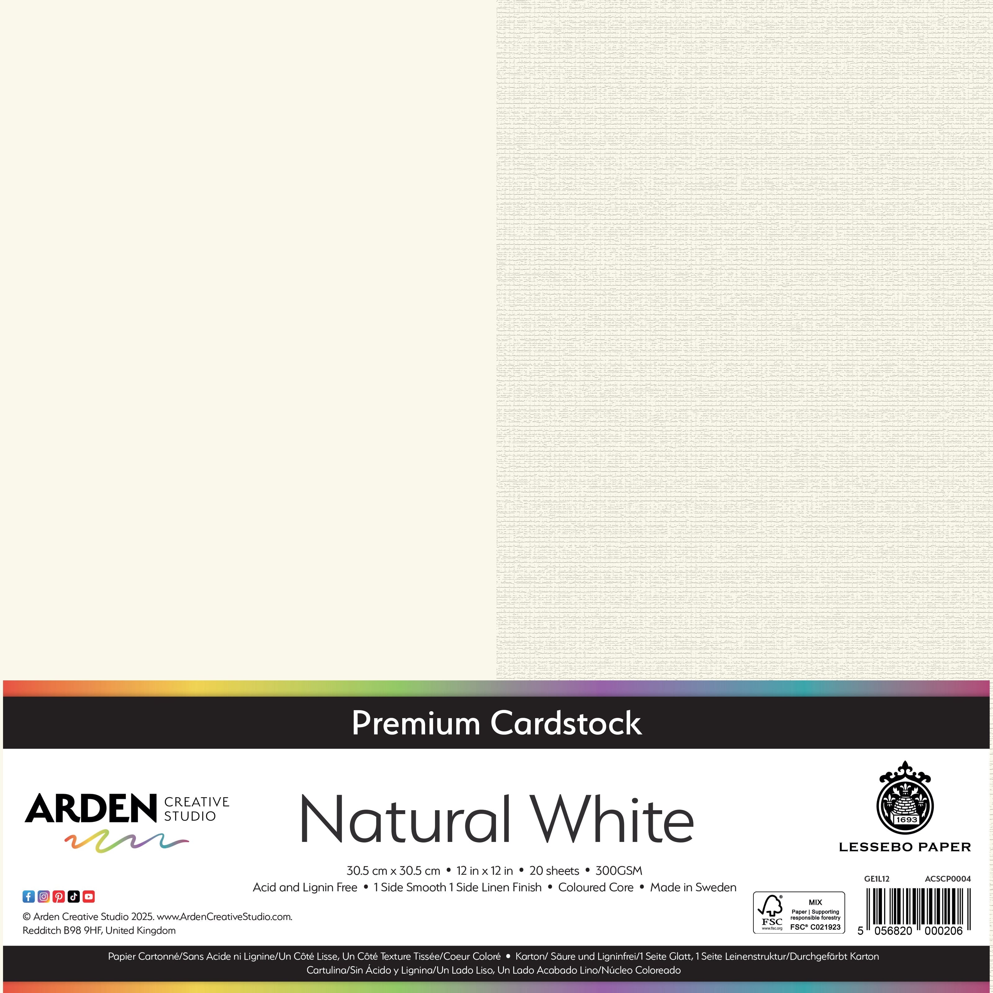 Arden Creative Studio Premium Cardstock 12in x 12in 300gsm 20 Pack