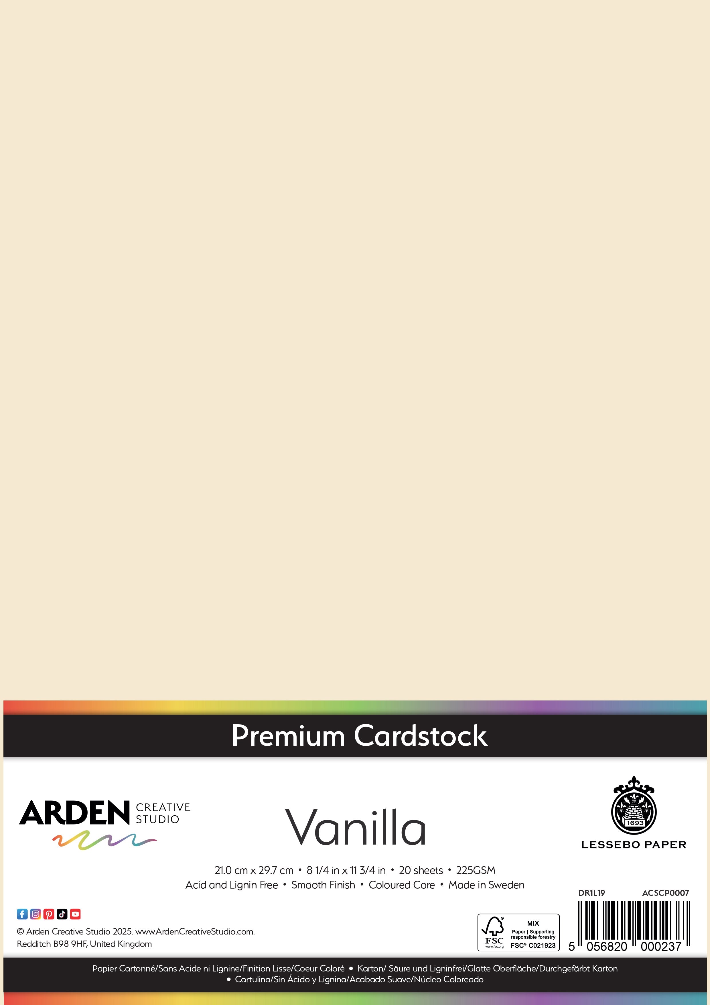 Arden Creative Studio Premium Cardstock A4 225gsm 20 Pack