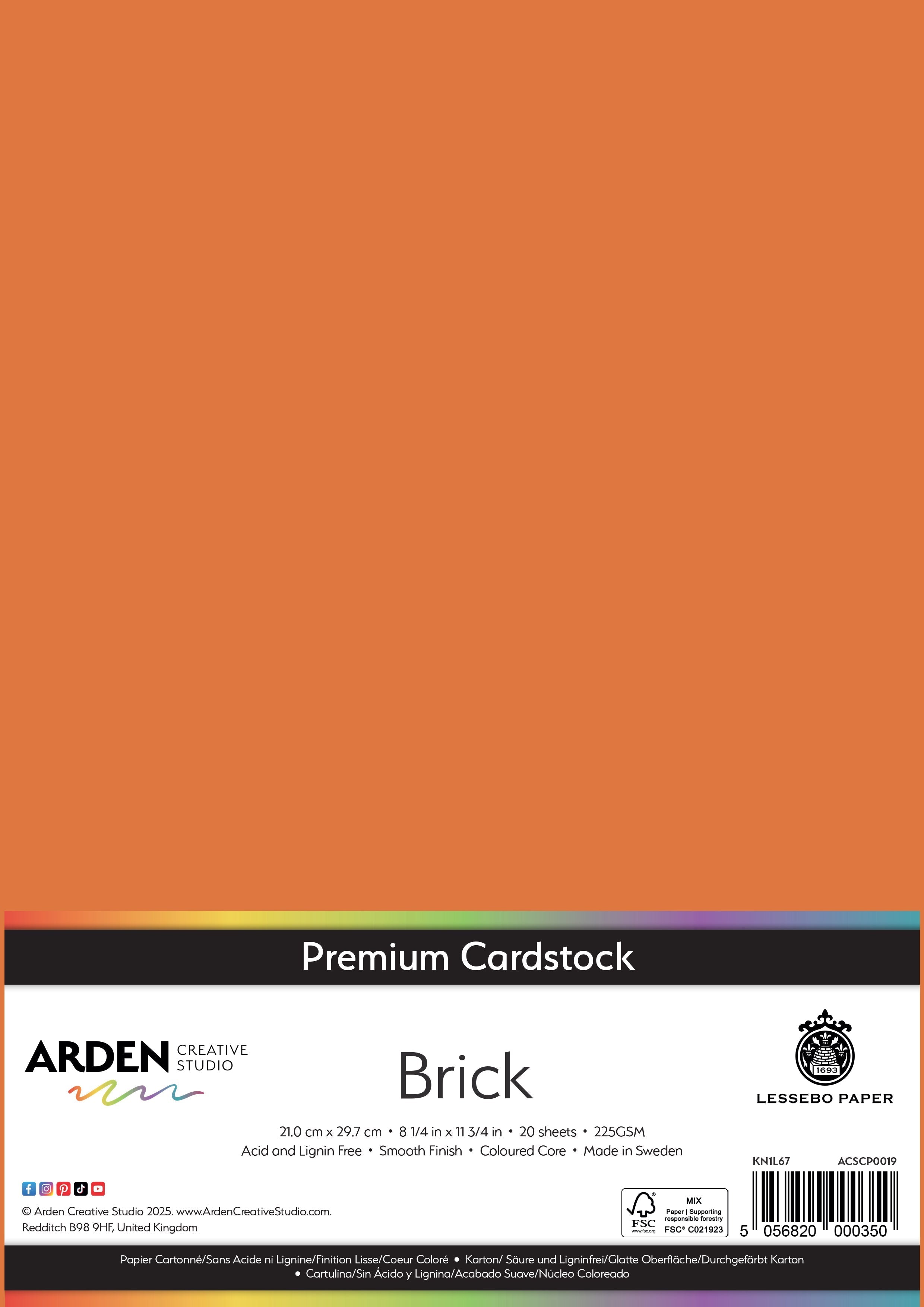 Arden Creative Studio Premium Cardstock A4 225gsm 20 Pack