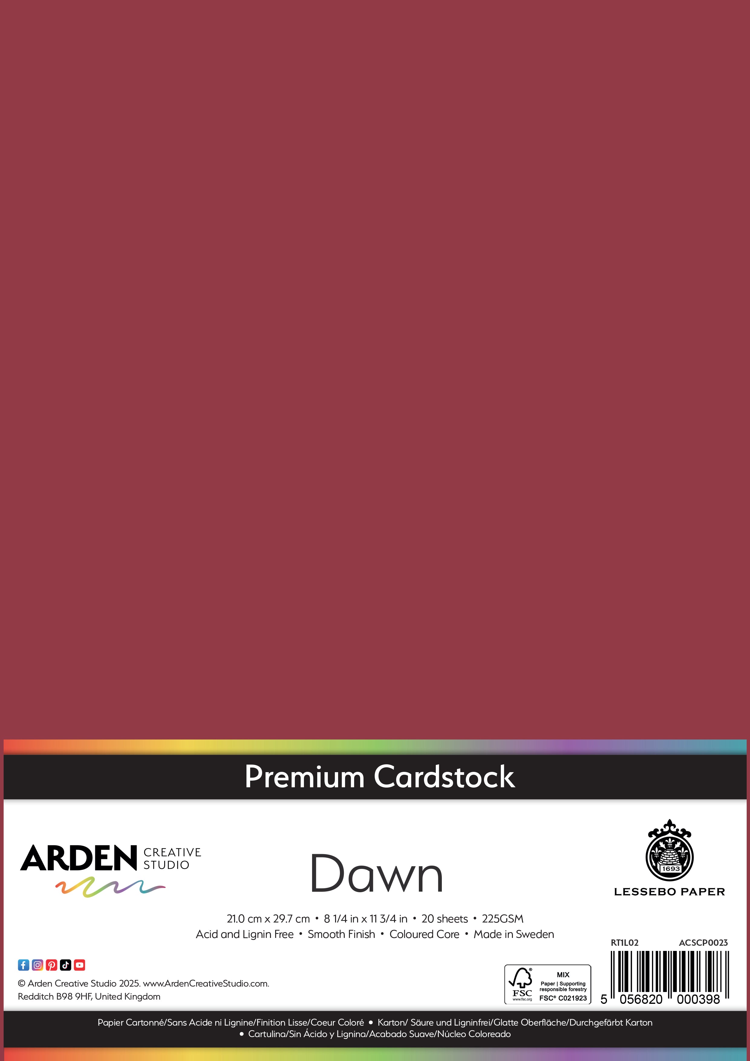 Arden Creative Studio Premium Cardstock A4 225gsm 20 Pack