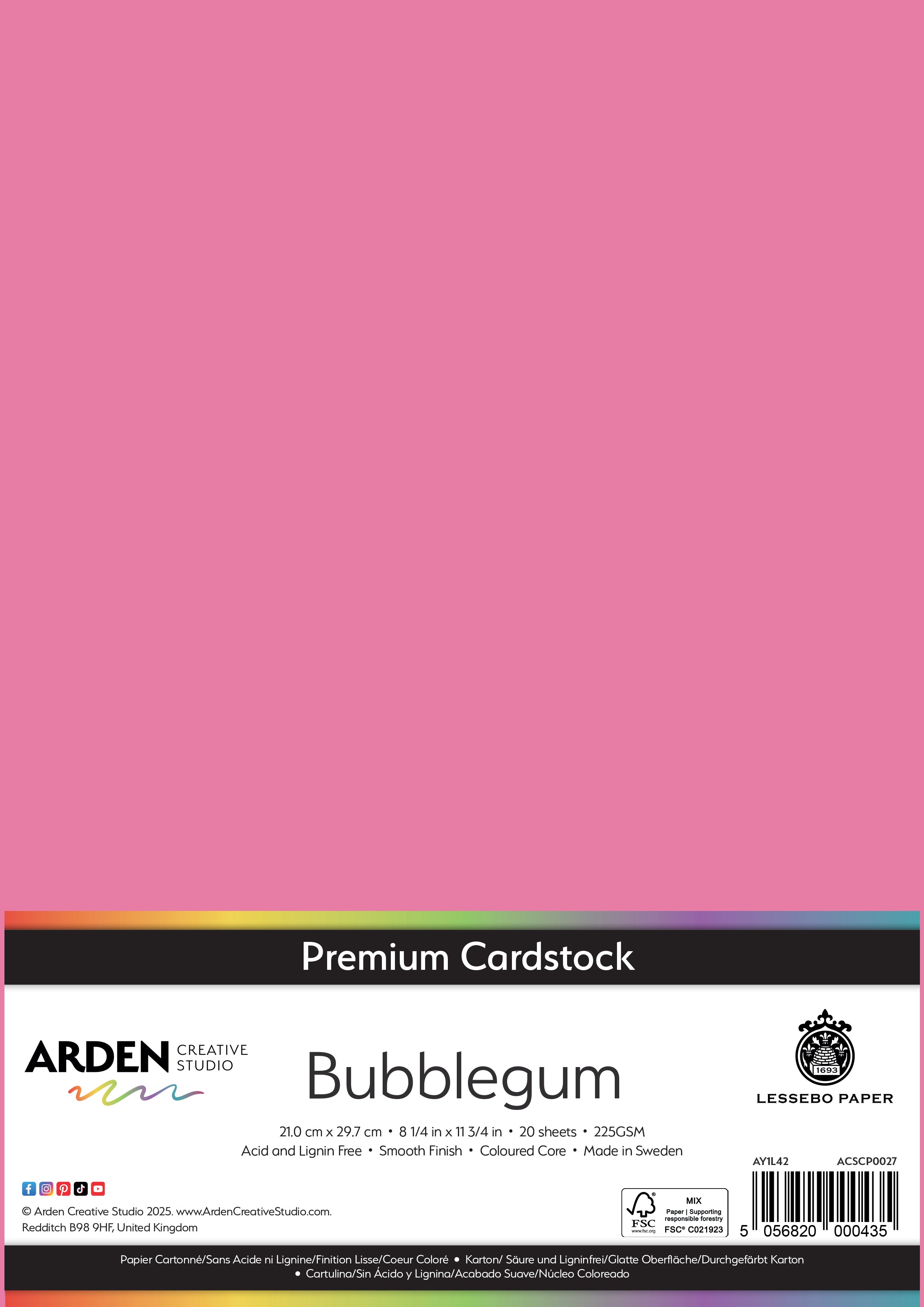 Arden Creative Studio Premium Cardstock A4 225gsm 20 Pack