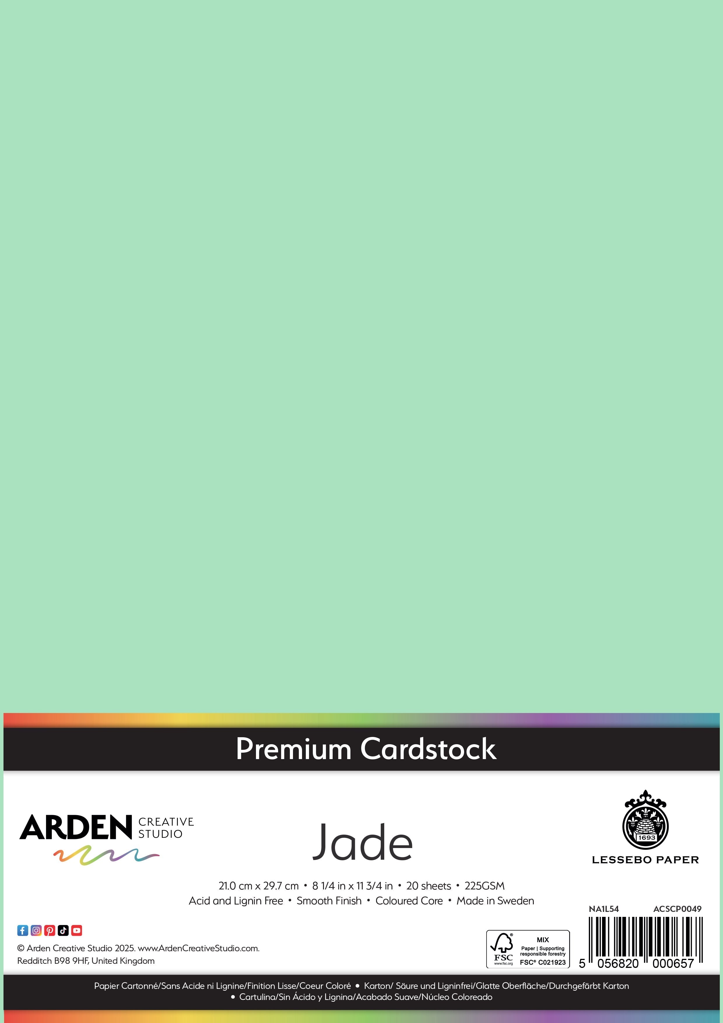 Arden Creative Studio Premium Cardstock A4 225gsm 20 Pack