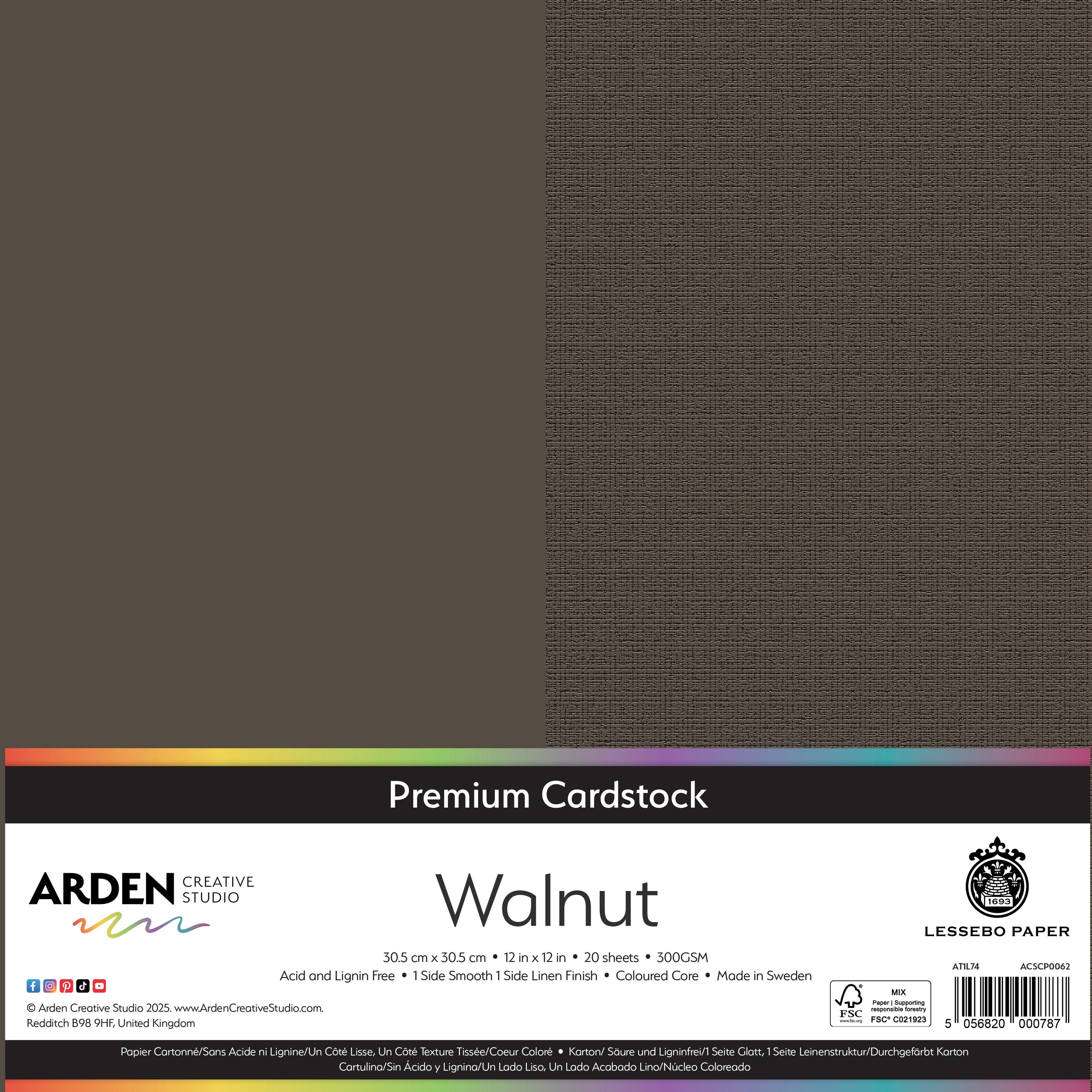 Arden Creative Studio Premium Cardstock 12in x 12in 300gsm 20 Pack