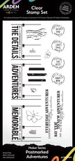 Arden Creative Studio Maker Series Postmarked Adventures 4 in x 8 in Clear Stamp Set