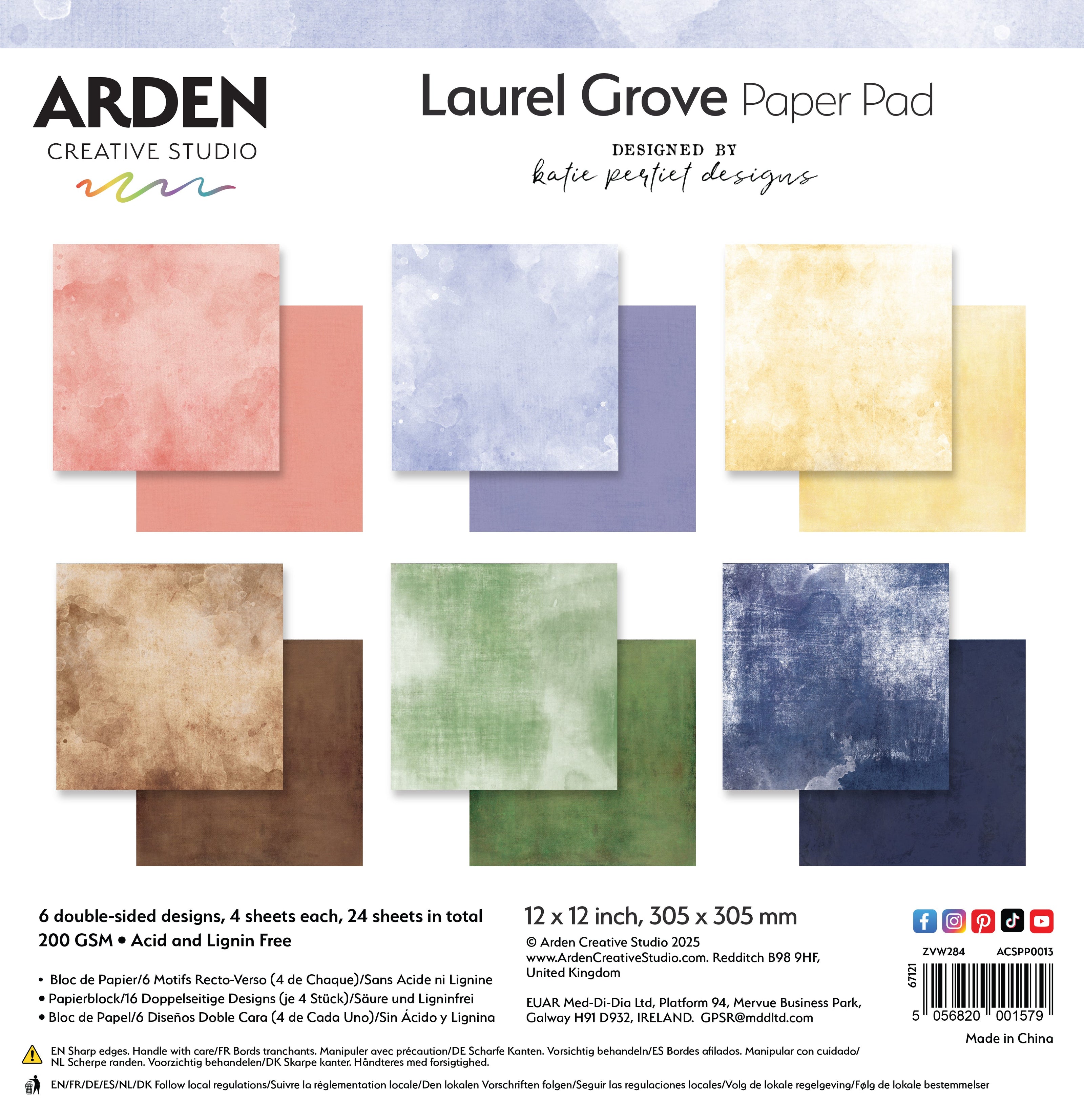 Arden Creative Studio Laurel Grove Solids 12in x 12in Paper Pad