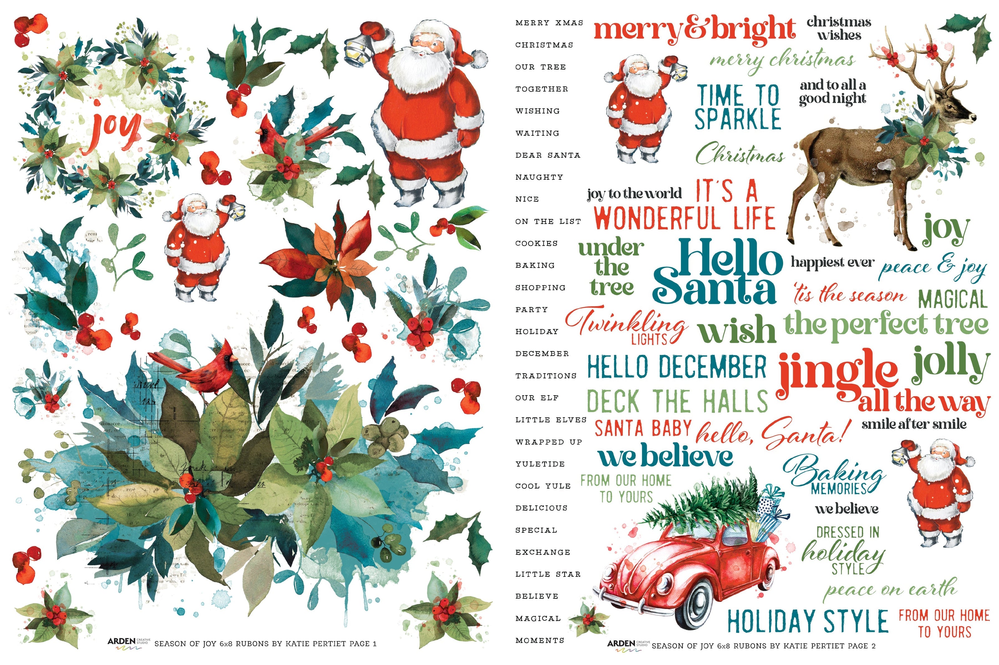 Arden Creative Studio Season of Joy 6in x 8in Rub-On Transfer Set
