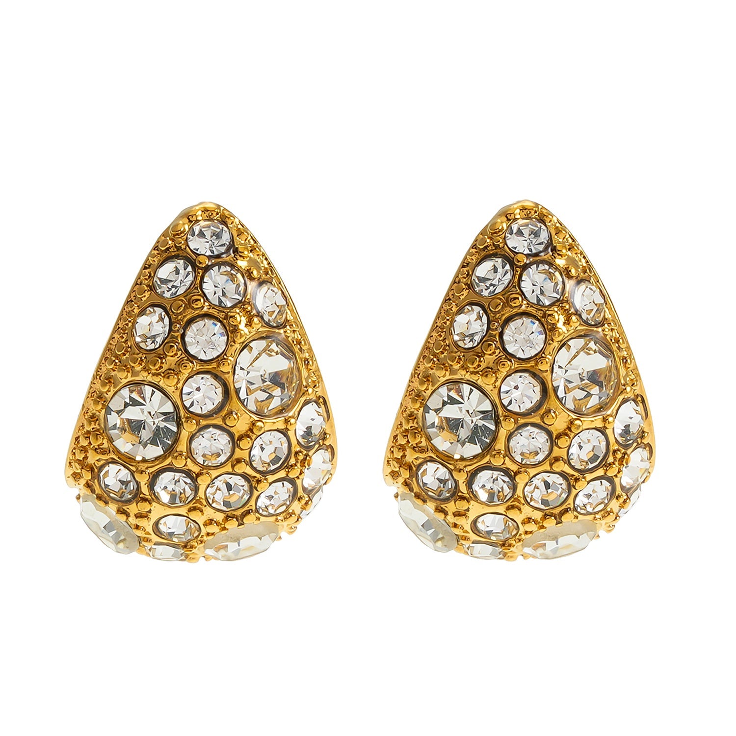 ADALAJ Gold : Boucles d'oreilles pendantantes en forme de goutte d'eau pavées de zircons - Une déclaration de confiance.