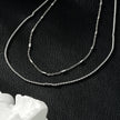 ADDA: Double Layer Mixed Chain Necklace in Silver Toned White Gold