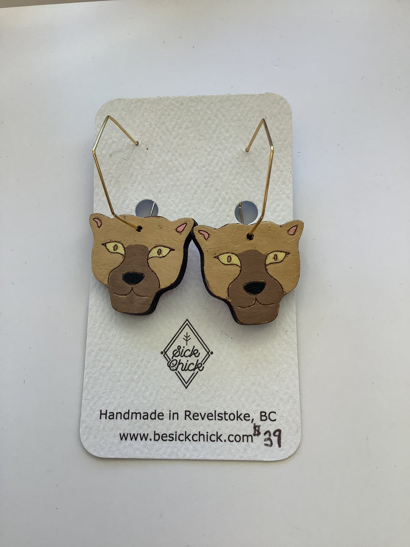 Wildcats Wooden Dangle Earrings - Sick Chick (Revelstoke, BC)