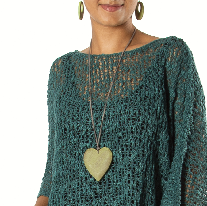 Tinted Wood Heart Necklace