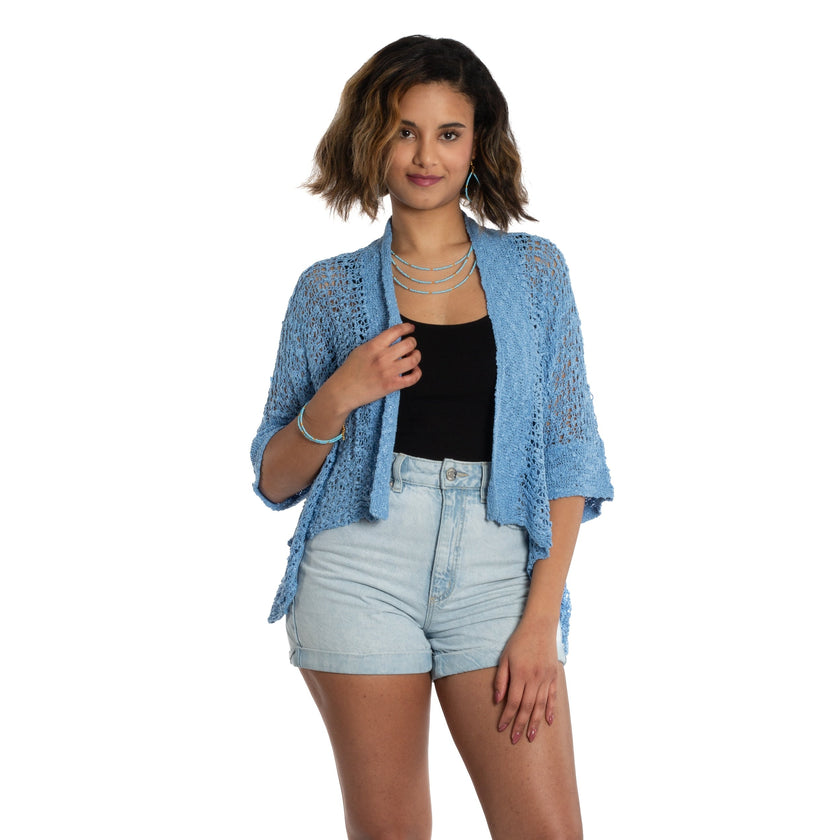 Short Sleeved Cardigan - Blue
