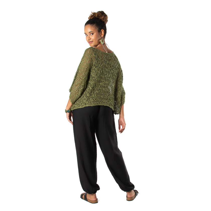 Popcorn Knit Short Sleeve Cardigan -  Sage Green