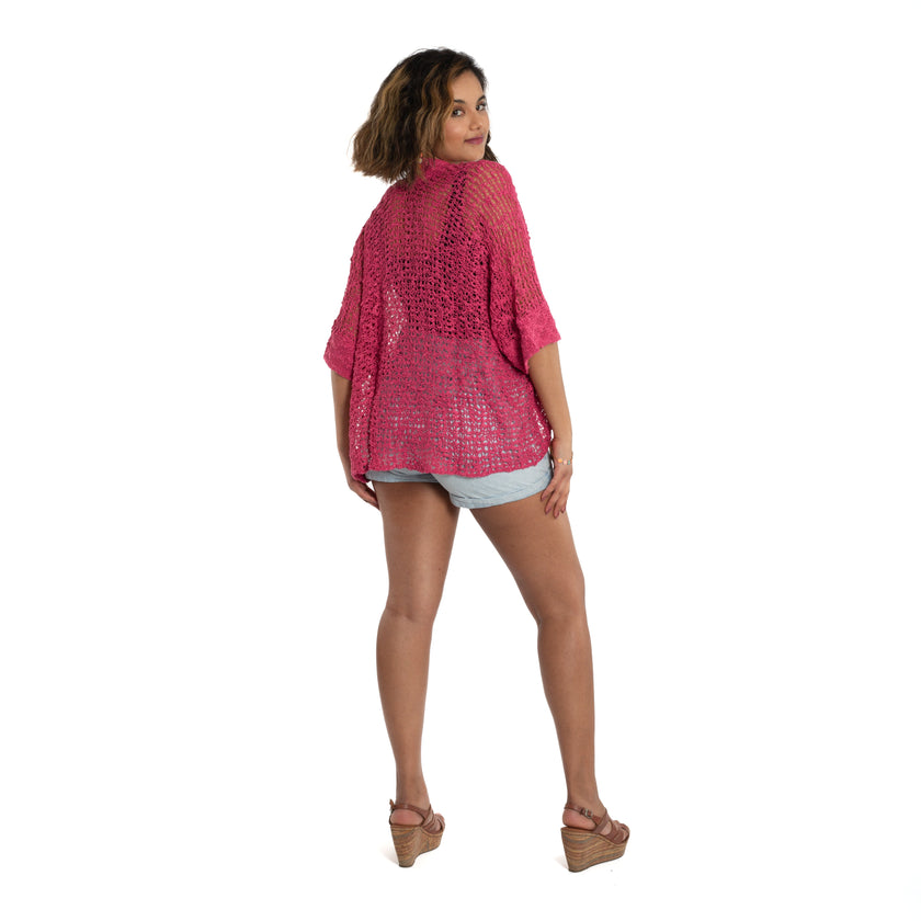 Short Sleeved Cardigan - Pink