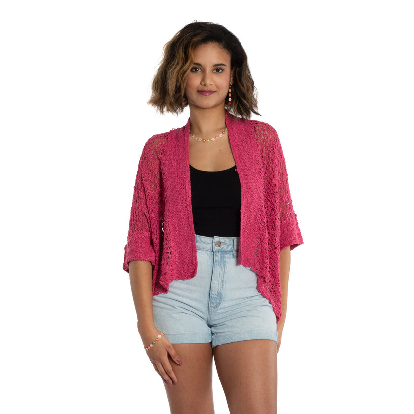 Short Sleeved Cardigan - Pink