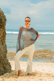Sheer Mesh Poncho - Grey