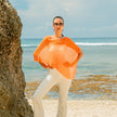 Sheer Mesh Poncho - Orange