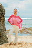 Sheer Mesh Poncho - Pink