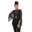 Short Popcorn Knit Poncho - Charcoal Black
