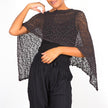 Short Popcorn Knit Poncho - Charcoal Black