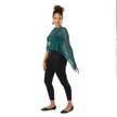 Short Popcorn Knit Poncho - Jade