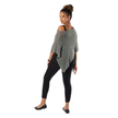 Short Popcorn Knit Poncho - Grey
