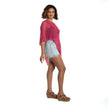 Short Popcorn Knit Poncho - Pink