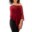 Short Popcorn Knit Poncho - Red