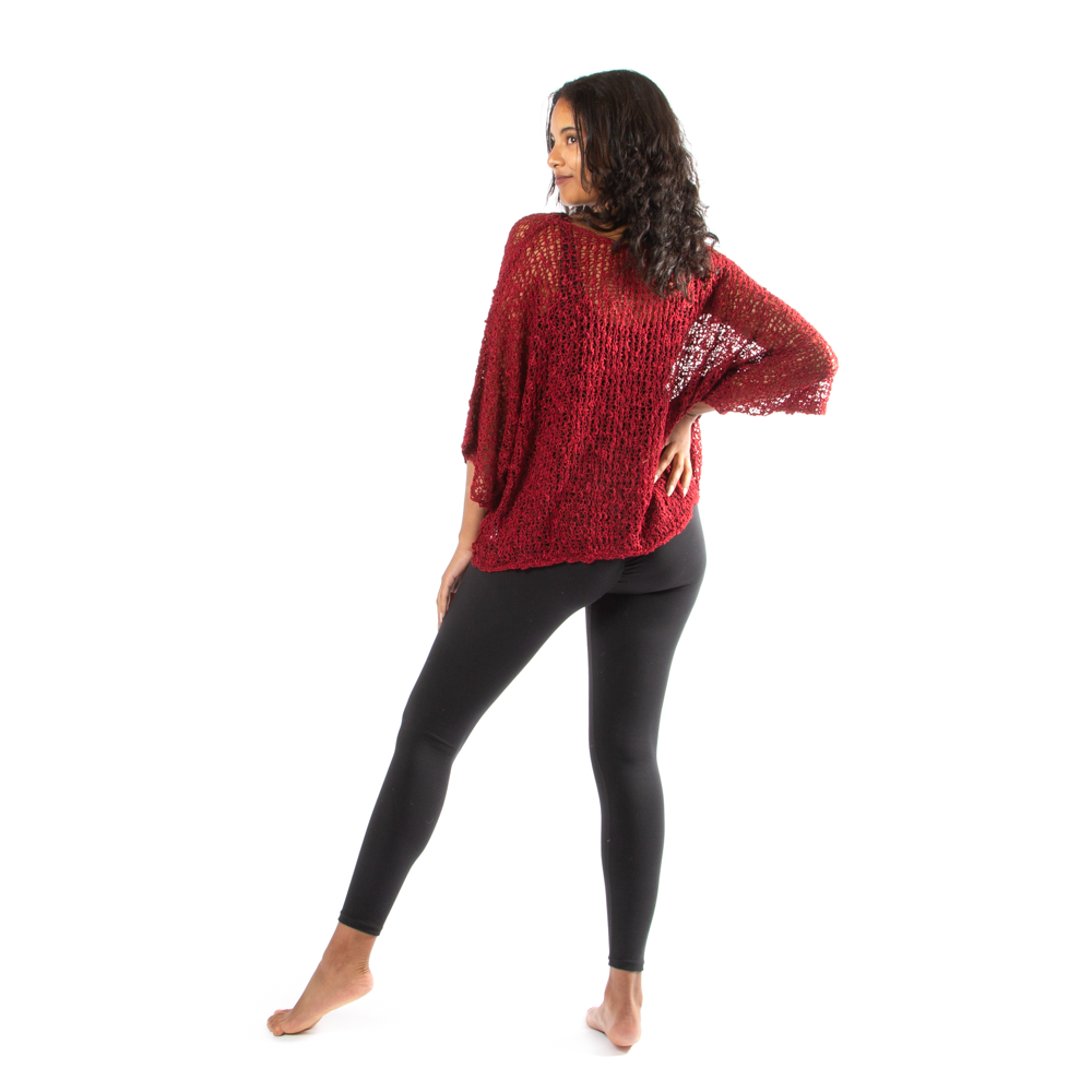 Popcorn Knit Top - Dark Red