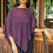 Double Knit Popcorn Poncho - Purple