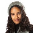 Grey Popcorn Knit Hat With Button