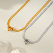 AGULHAS White Gold (Silver Toned): Celestial Elegance - Snake Skin Chain Necklace with Zirconia Embedded Star Charm