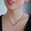 AGULHAS White Gold (Silver Toned): Celestial Elegance - Snake Skin Chain Necklace with Zirconia Embedded Star Charm