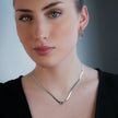 AGULHAS White Gold (Silver Toned): Celestial Elegance - Snake Skin Chain Necklace with Zirconia Embedded Star Charm