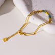 AIJAMI: Link-Chain, Gold Beads & African Turquoise Natural Stones Bracelet