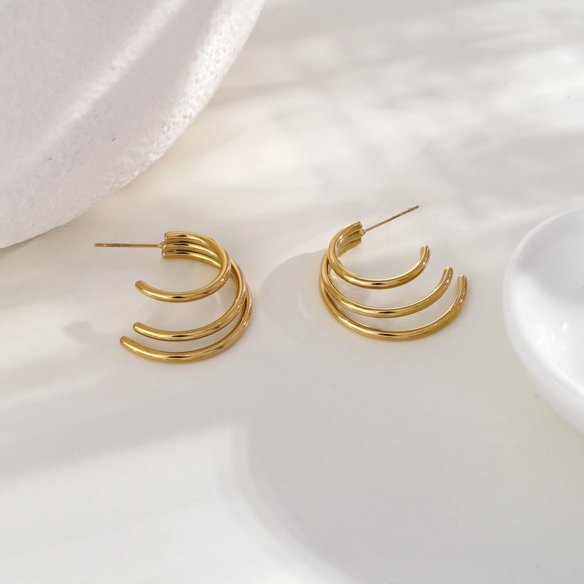 AILSA Triple Stacked Gold Hoop Earrings