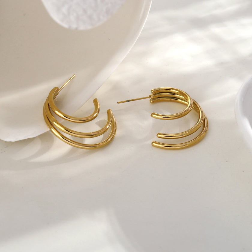 AILSA Triple Stacked Gold Hoop Earrings