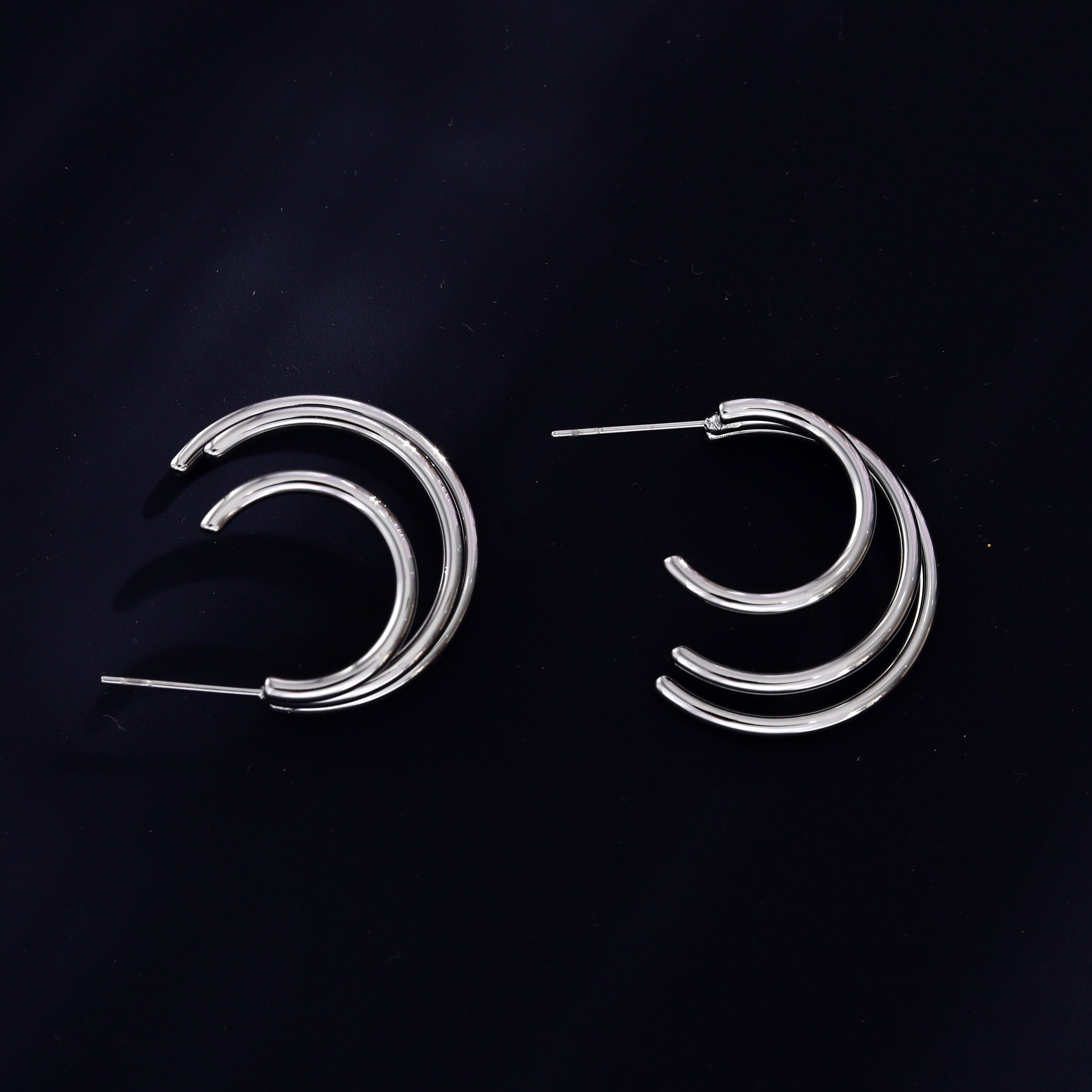 AILSA Triple Stacked Silver Hoop Earrings