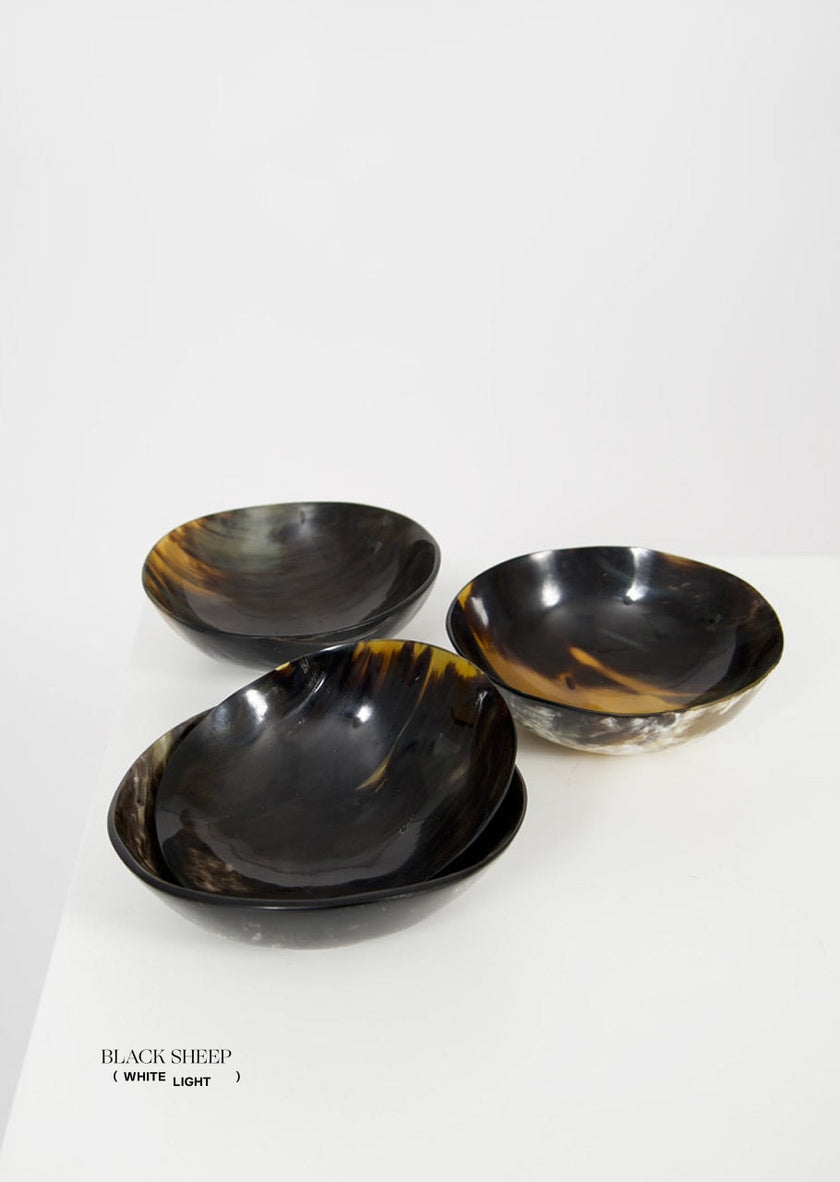 Ankole & Gyr Horn Dark Round Bowl