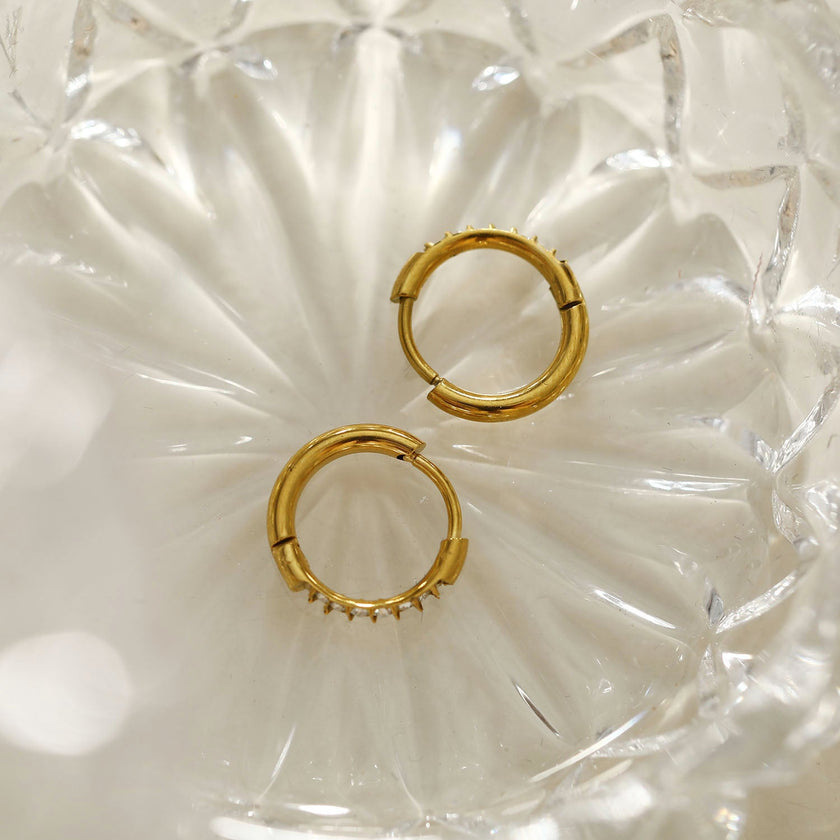 ALASTRANA: Classic Mini Hoops embedded with Zirconia Gemstones
